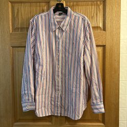 Lauren Ralph Lauren Blue Red Striped Long Sleeve Button Up Shirt Men’s Size 2X
