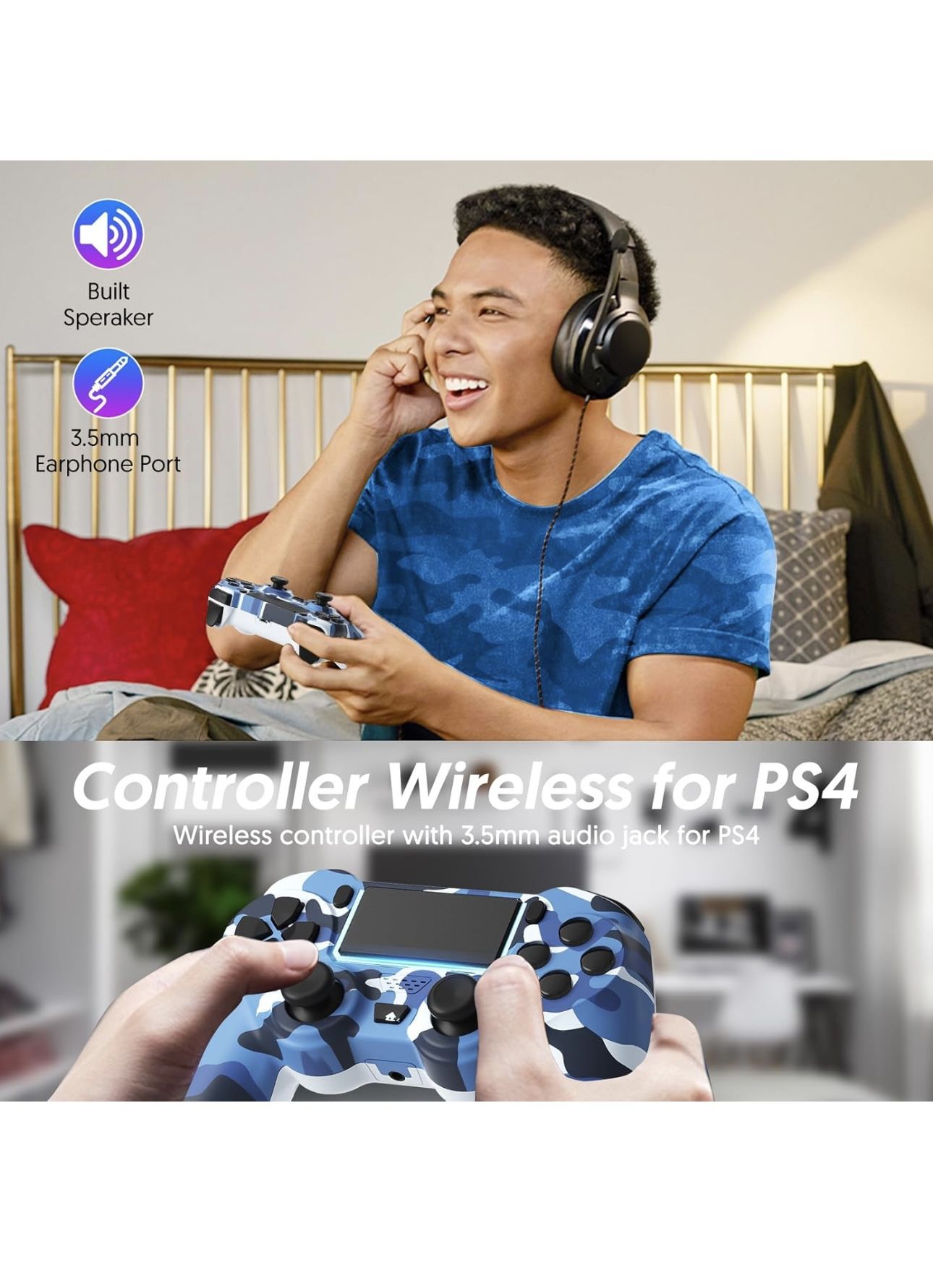 2 Pack Wireless Controller Compatible with Playstation 4/Slim/Pro/PS4,with Double Shock/Stereo Headset Jack/Touch Pad/Six-axis Motion Control