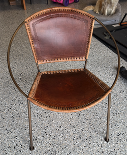 Mid-Century Modern Hoop Chair with Hand-Tooled Leather