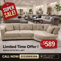 Living Room Corduroy Sectional Couch 