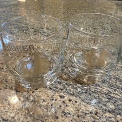 Cooper & Thief Etched Lowball Rocks Glasses Heavy Whiskey / Cocktail Glasses