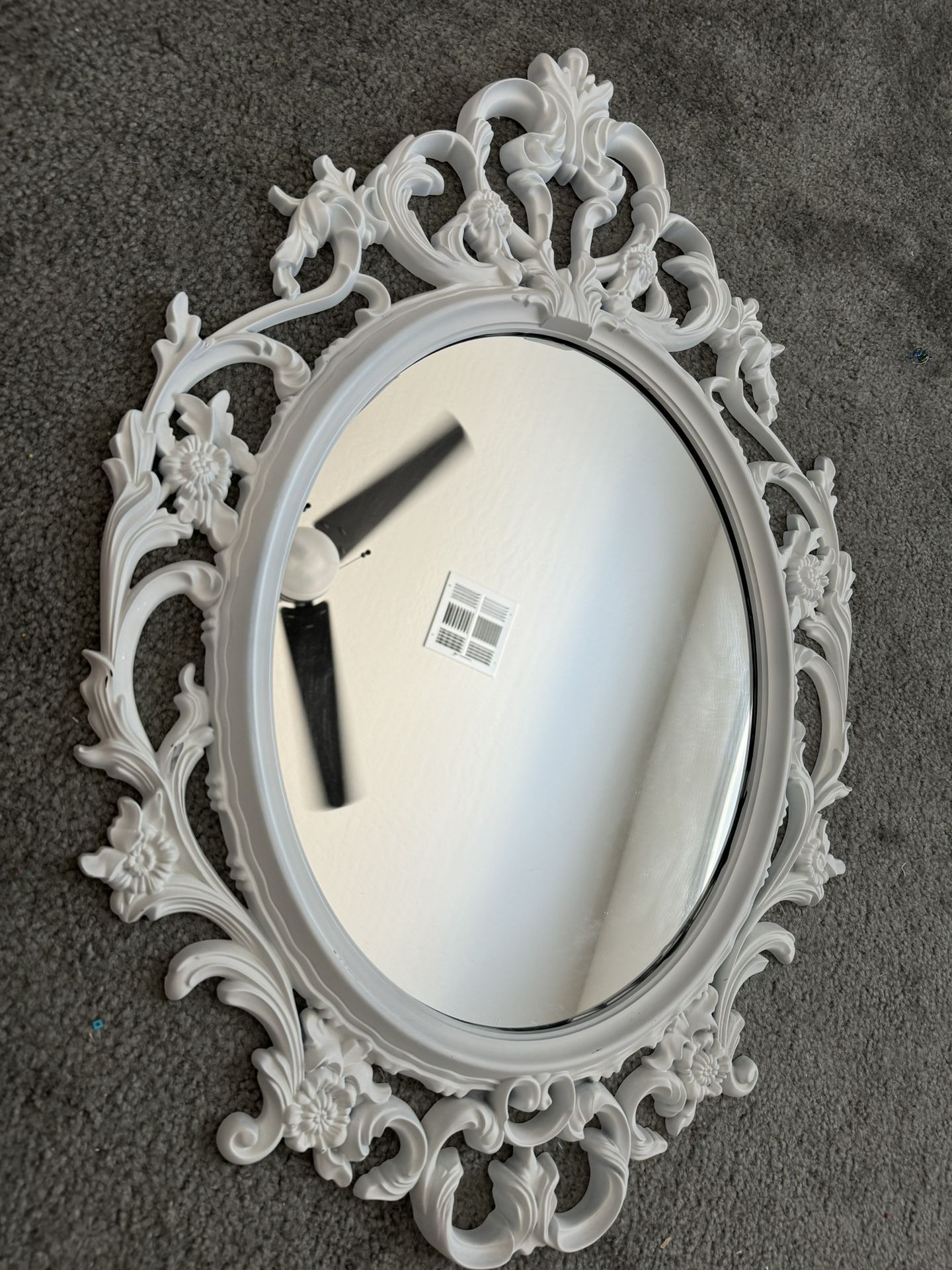 IKEA Ung Drill Mirror with Off White Ornate Large Oval Frame 33" Retired