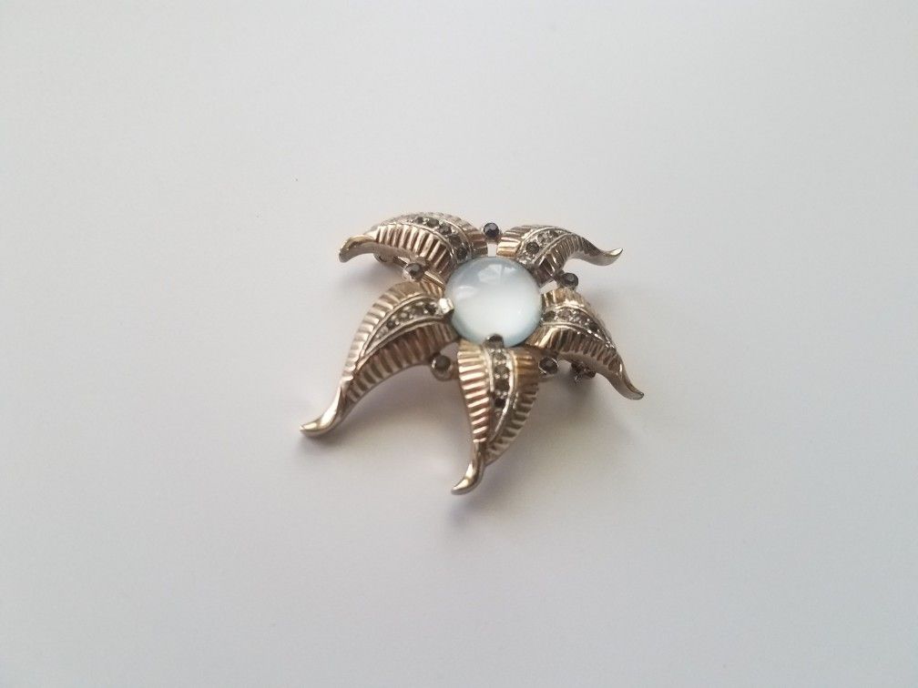 Vintage Jomaz Blue Moonstone Starfish Brooch