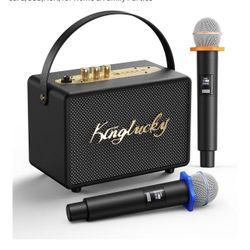 Portable Karaoke Machine with 2 Wireless Rechargeable Microphones