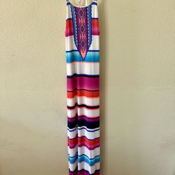 Sievercute Multi Colored Maxi Sleeveless Sun Dress with Liner, Size Sm