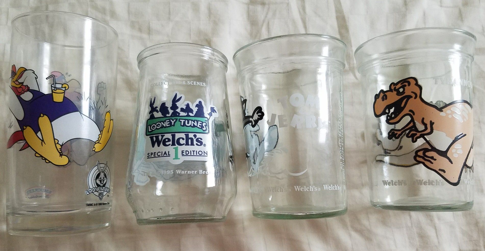 4 Collectible jelly jar juice glasses