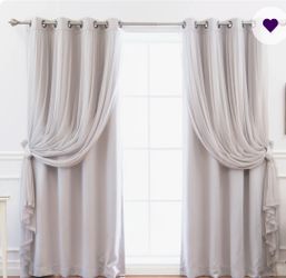 NEW- Light grey/silver Blackout curtain & sheer curtain