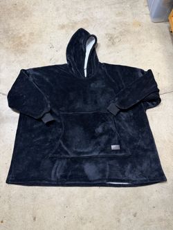 Black Oversized Fleece Hoodie Blanket Sweatshirt