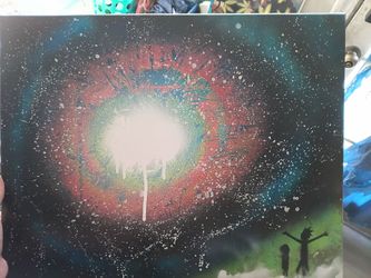 Galaxy Nebula Spray Paint Canvas Art. Rick and Morty spray paint artwork on canvas