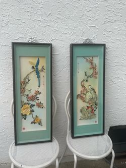 2 Vintage 1978 Chinese Shell Art Shadow Boxes
