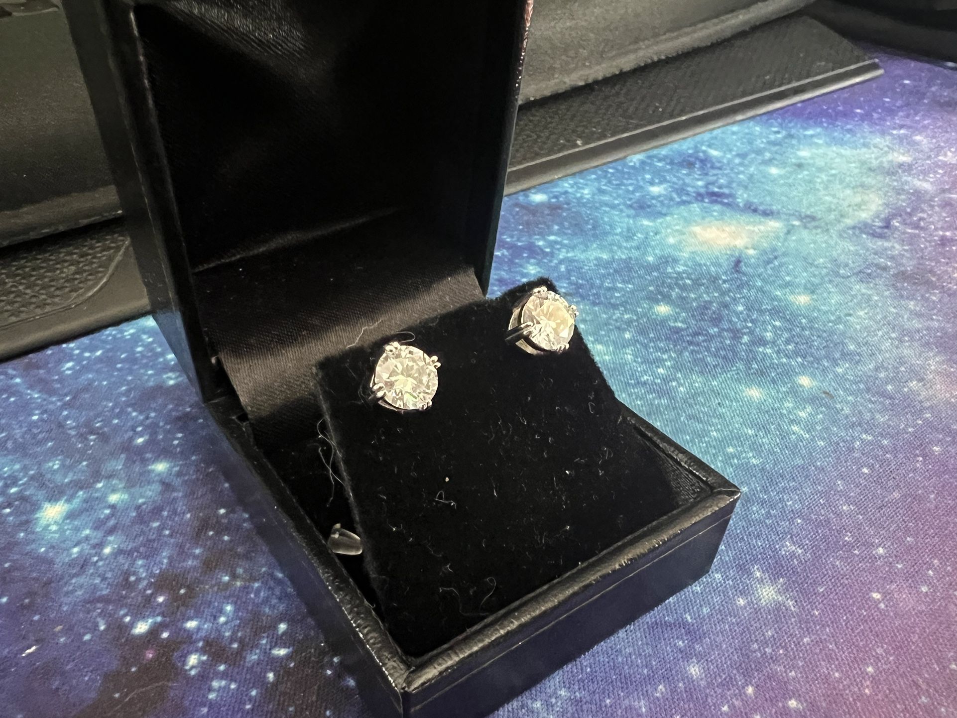 Moissanite And Silver Earrings 