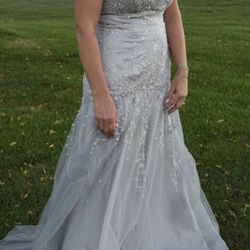  Beaded Silver wedding dress