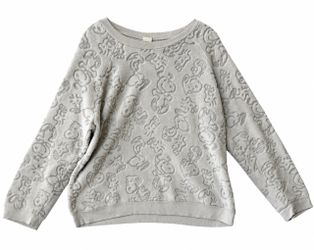 Peanuts Snoopy Plush Fleece Crewneck Sweatshirt Gray Embossed Pattern Women’s XL