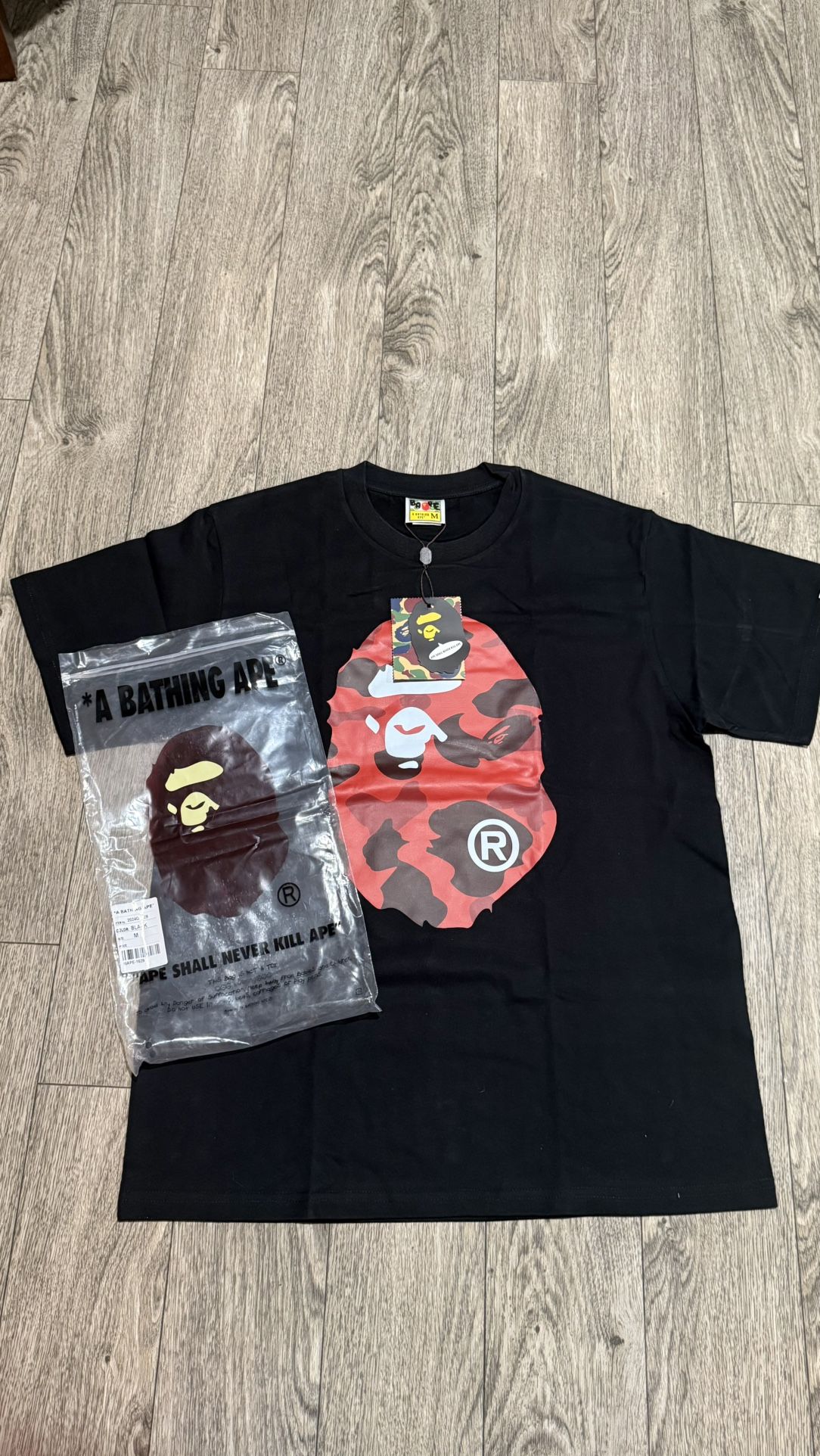 Black And Red Bape T Shirt Size Medium