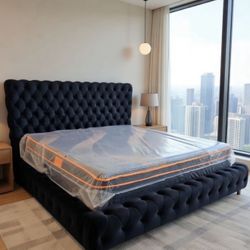 New Black King Bed + King Mattress