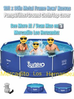 Sunrio Swimming Pool Metal Frame 10'x'30 +Pump&Filter