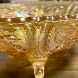 Iridescent Orange Footed Rose Bowl