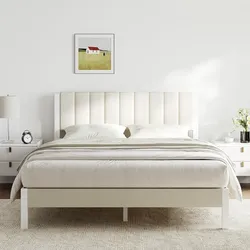 Novilla Queen Bed Frame with Piano Keys Headboard and Footboard, Metal Platform Bed Frames Queen Size, No Box Spring Needed, Easy Assembly, Steel Slat