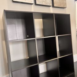 Modern 9-Cube Storage Shelf – Dark Espresso / Black