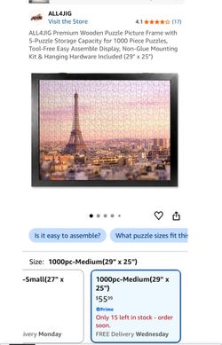 ALL4JIG Premium Wooden Puzzle Picture Frame with 5-Puzzle Storage Capacity for 1000 Piece Puzzles (m2)