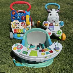 Baby Toys - Vtech And Fisher Price Sit-to-Stand Walker And Infantino Booster Seat