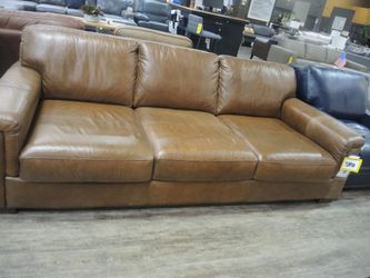 Toscano Medici Caramel Brown Leather Track-Arm Sofa