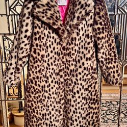 Miss Selfridge Leopard Faux Fur Maxi Coat