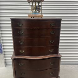 Vintage Solid Wood 6 Draw Tall Dresser