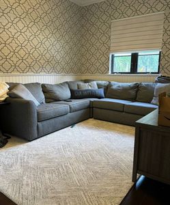 Kevin Charles Fine Upholstery Gray Fabric Large L Shaped Couch SLEEPER