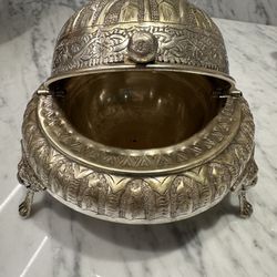 ANTIQUE Silverplate Dome Covered Butter Dish Server Caviar 