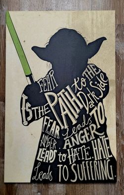 HEY NOW! STAR WARS JEDI MASTER YODA DARK SIDE FEAR ANGER HATE CANVAS WALL ART DECOR