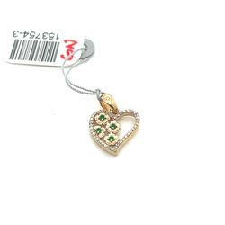 10kt Gold Diamond Pendant With Emeralds .08ctw 0.74grams 153754 3