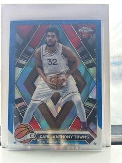 Karl-Anthony Towns 2024-25 Topps Chrome Blue Refractor #84/149 Serial Numbered Knicks