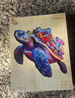 Coral and Turtle Creative Wooden Puzzle