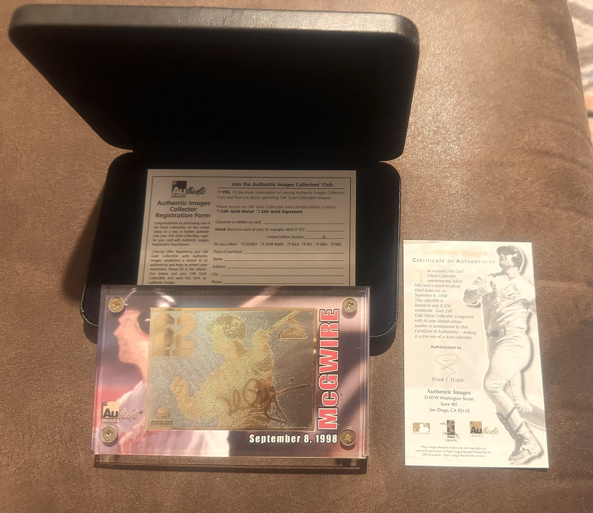 MARK McGWIRE 24K Gold Signature 62 Home Run Authentic Images