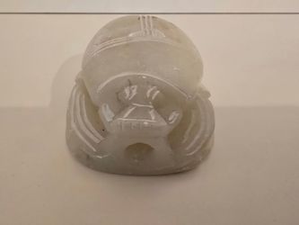Hand-Carved Soapstone Egyptian Scarab Beetle - Hieroglyph Base