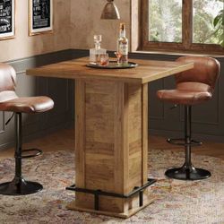 JW1219 39" High Top Bar Table, Square Bistro Pub Cocktail Table