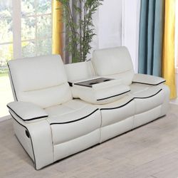 white bondedLeather recliner sofas couches household living room furniture for sale