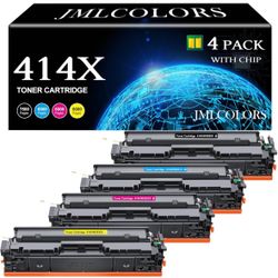 414X 414A Toner Compatible for HP 414A Color LaserJet Pro Toner Cartridges,4 Pack (with Chip)