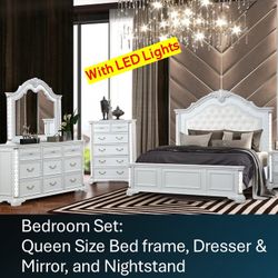 LED Lights Queen Bedroom Set