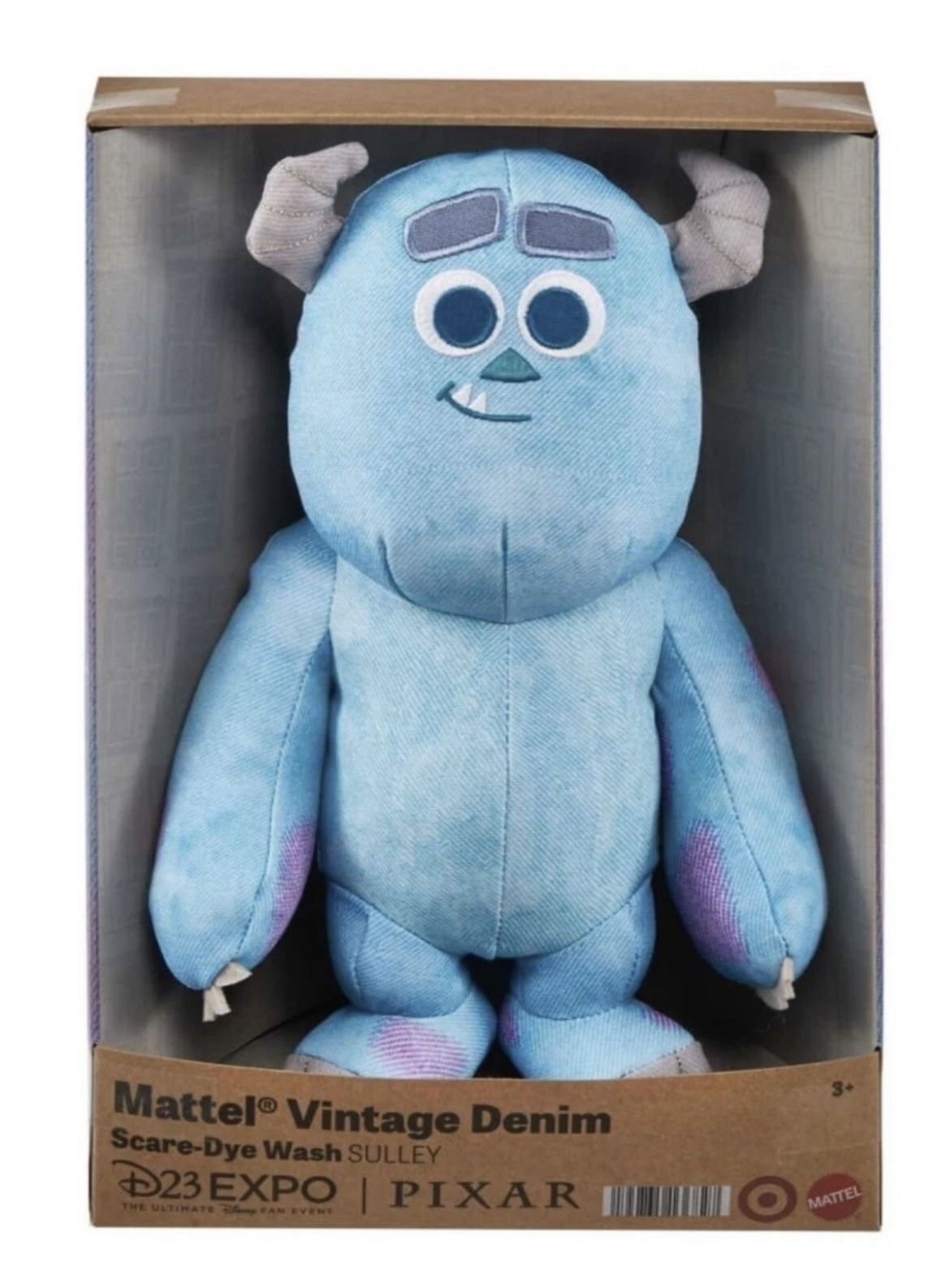 D23 Monsters Inc Sulley Plush 10” Mattel Vintage Denim Scare-Dye Wash New In Box