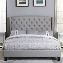 Brand New Grey Tufted King Size Bed Frame