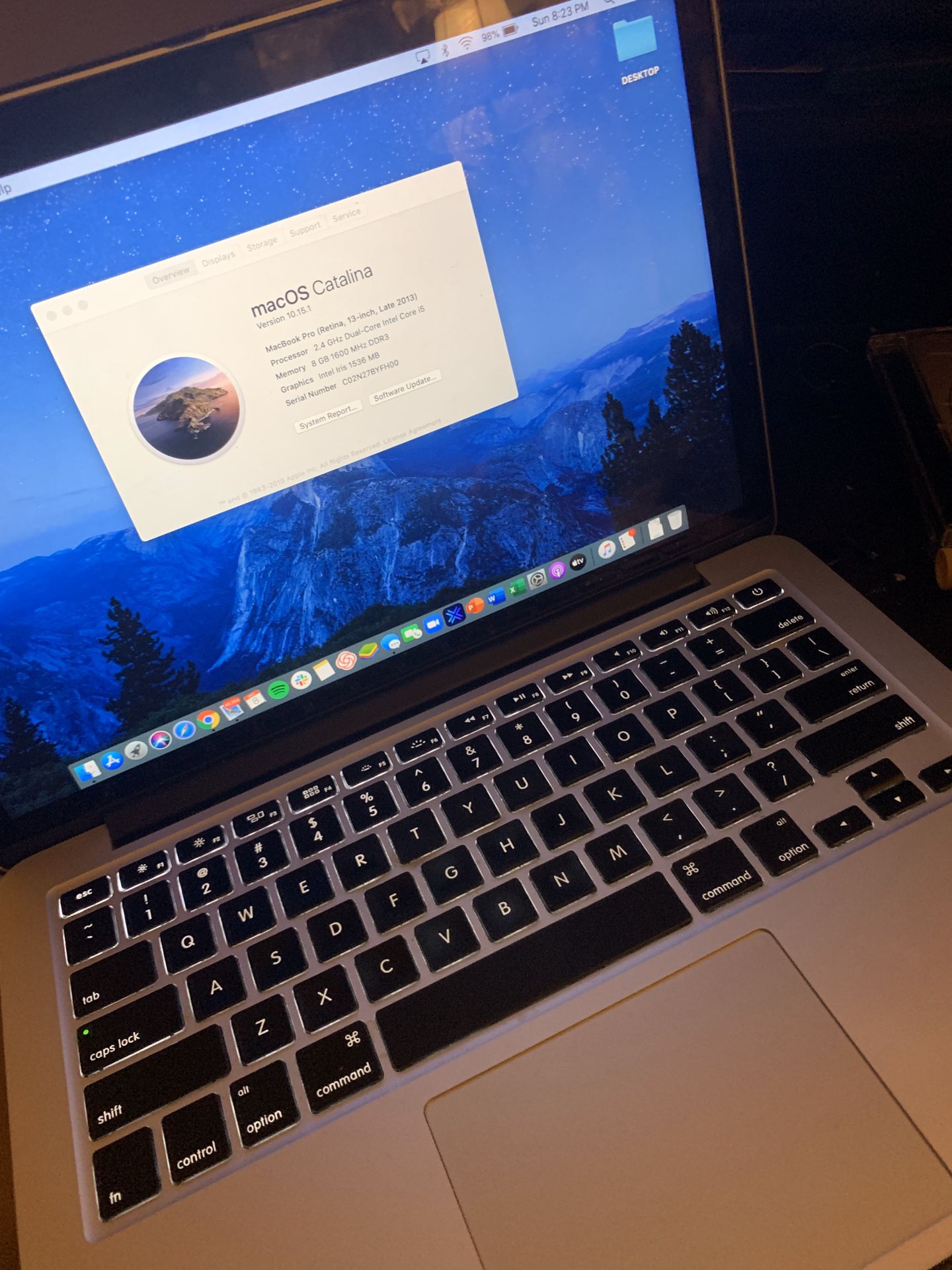 Apple MacBook Pro 13.3-Inch Laptop / Retina Display / 8GB Ram / 250GB Storage