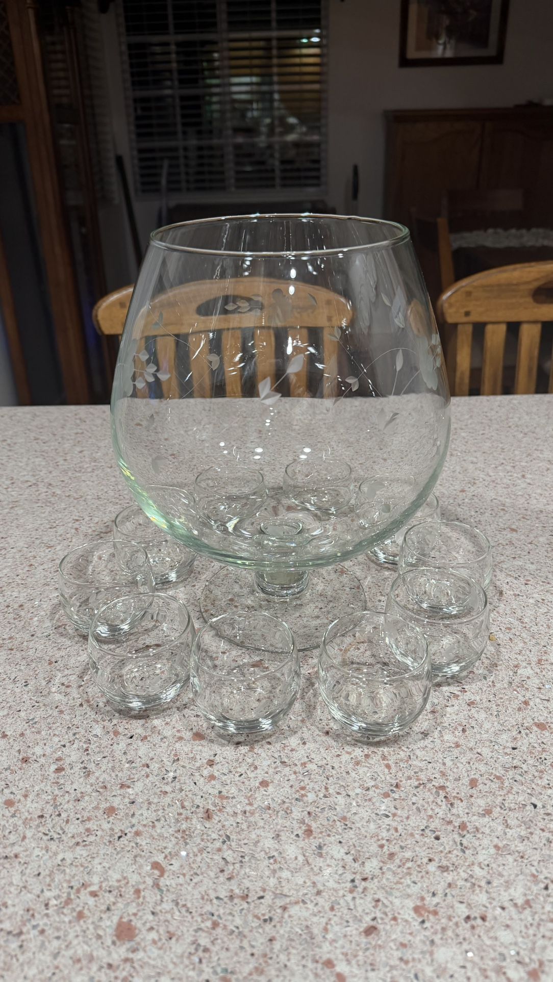 Vintage Princess House Punch Bowel With 10 Glasses