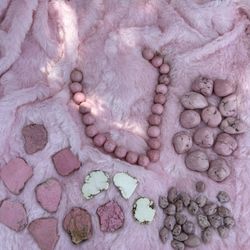 Rhodonite And Other Pink Beads Lot