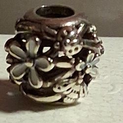 Pandora Authentic Brand New Sterling Silver White Pansy Flower Bead Charm