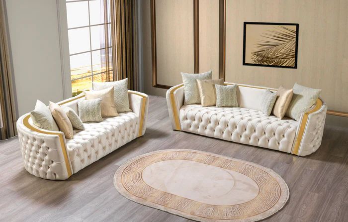 Ivory Velvet Sofa 94