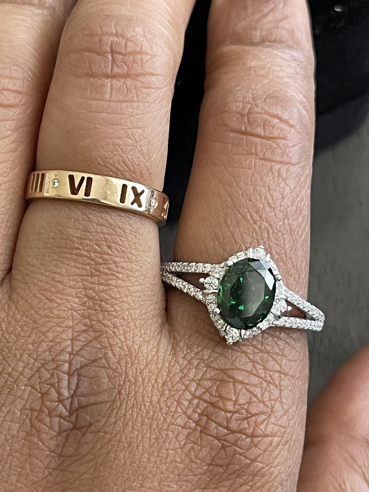 Solid Sterling Silver .925 Emerald Ring Size 9
