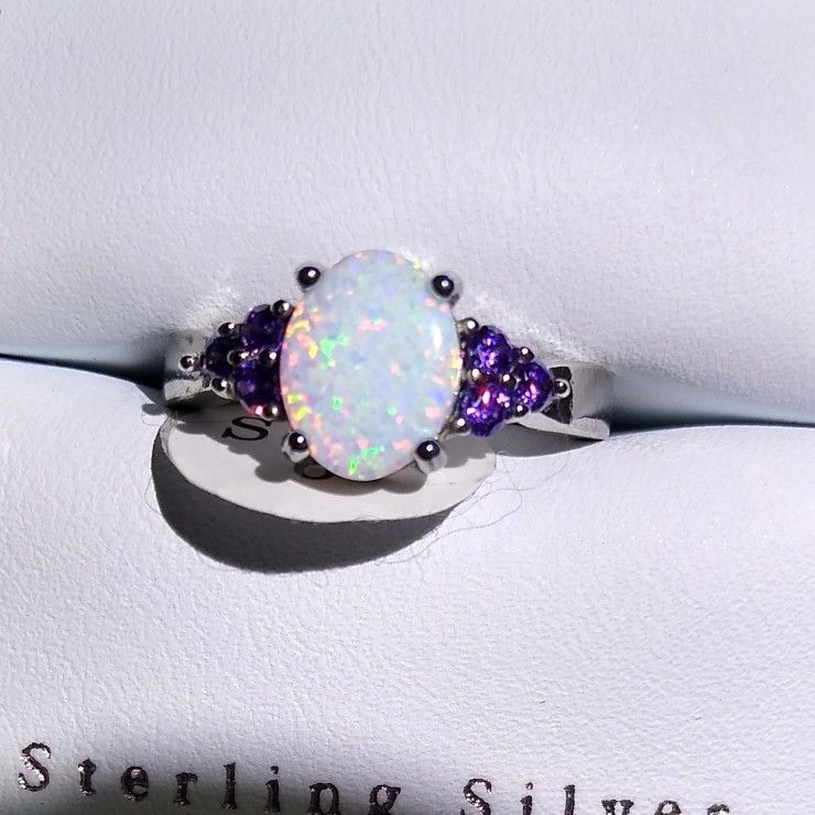 New In Box Beautiful Amethyst Opal Sterling Silver Ring 💍!