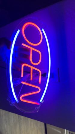 Open sign new in a box